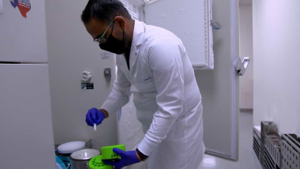 Cryogenic Sample Loading into a Magic Angle Spinning Nuclear Magnetic Resonance Spectrometer that Preserves Cellular Viability