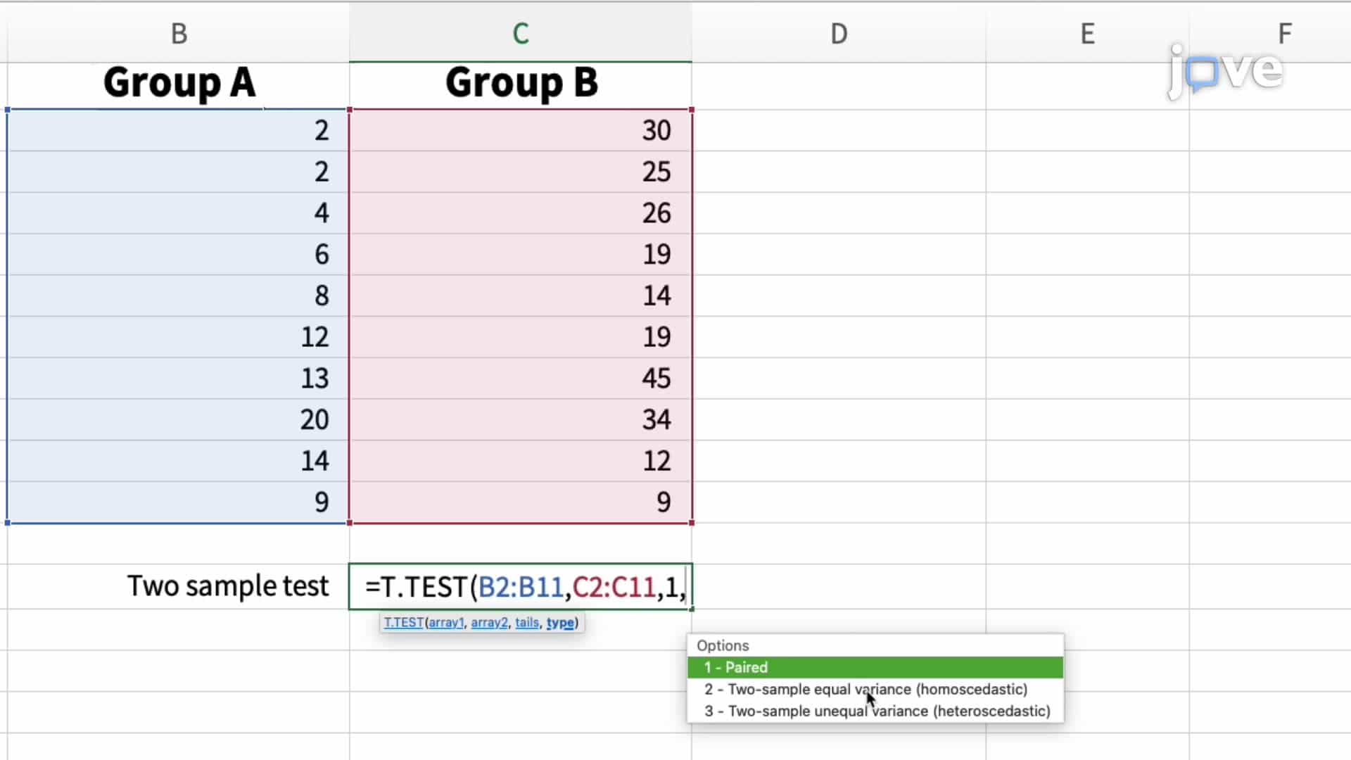 Microsoft Excel: Student's t-Test