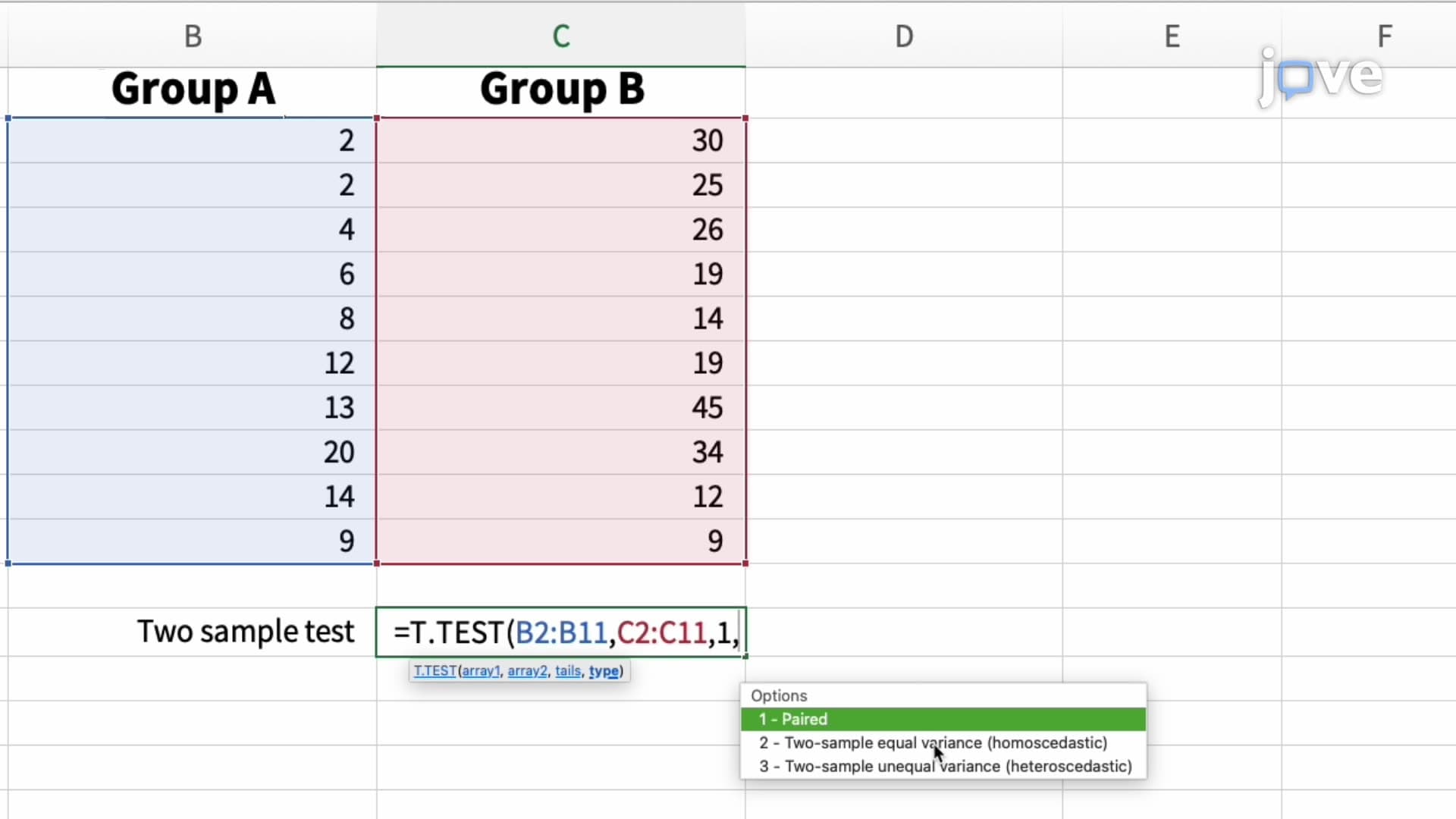 Microsoft Excel: Student's t-Test